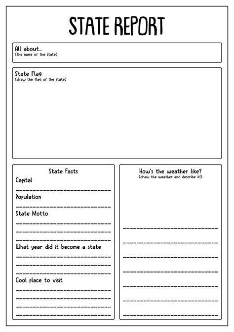 state report template 5th grade